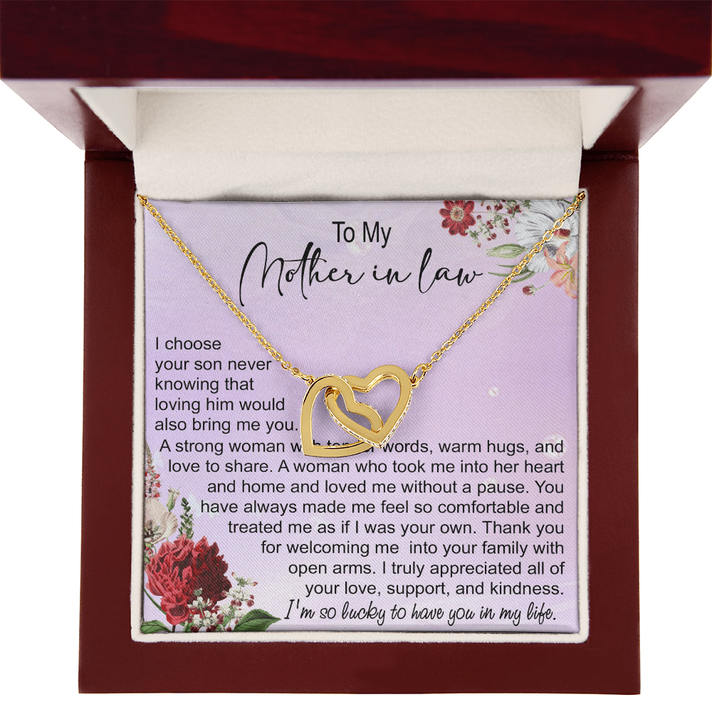To My Mother In Law Interlocking Hearts Necklace, Mother In Law Gift, Mother Of The Groom Gift From Bride, Wedding Gifts For Mother In Law