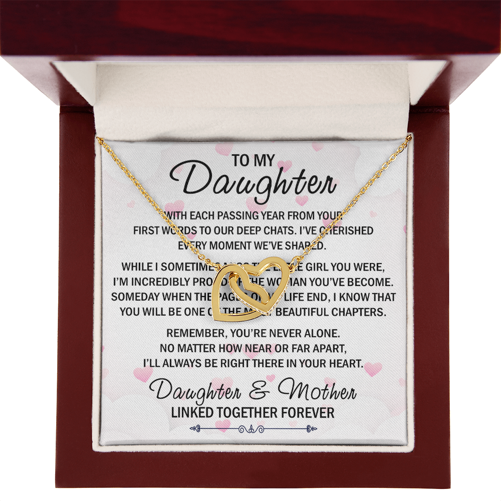 Mom To My Daughter Interlock Heart Necklace - Luxury Family Matching Gift from Mother for Birthday, Christmas, or any Special Occasion