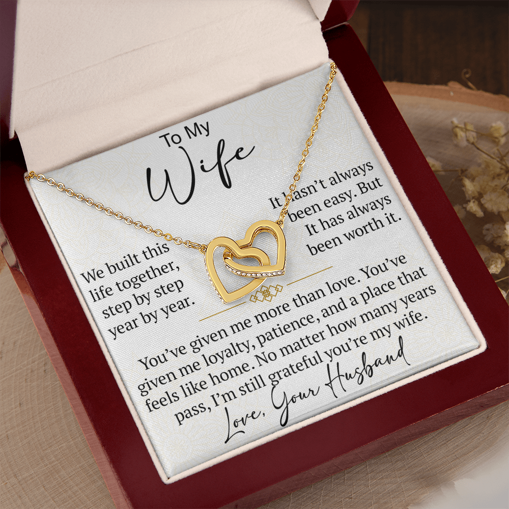 Interlocking Hearts Necklace Gift for Wife from Husband, To My Soulmate Wedding Anniversary Gift, Surprise Your Lover Gift on Special Occasions