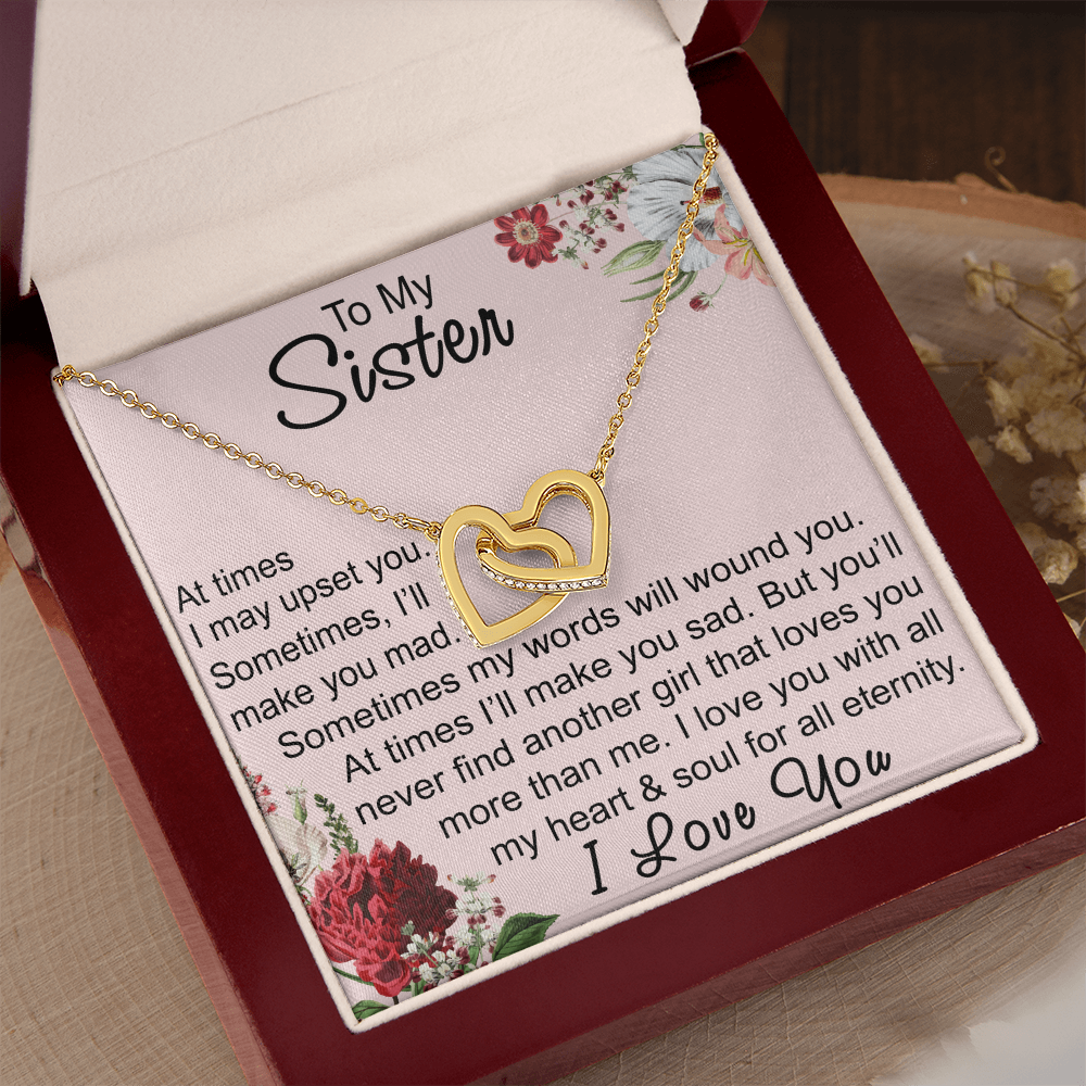 To My Sister Interlocking Hearts Necklace - Unique Gift for Birthday, Christmas, Mother's Day, Wedding