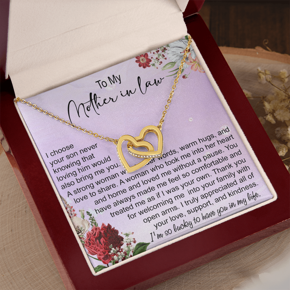 To My Mother In Law Interlocking Hearts Necklace, Mother In Law Gift, Mother Of The Groom Gift From Bride, Wedding Gifts For Mother In Law