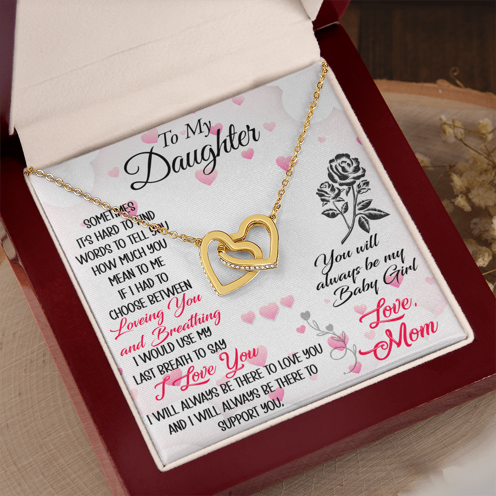 To My Daughter Interlock Heart Necklace - Luxury Family Matching Gift from Dad, Father for Birthday, Christmas, or any Special Occasion