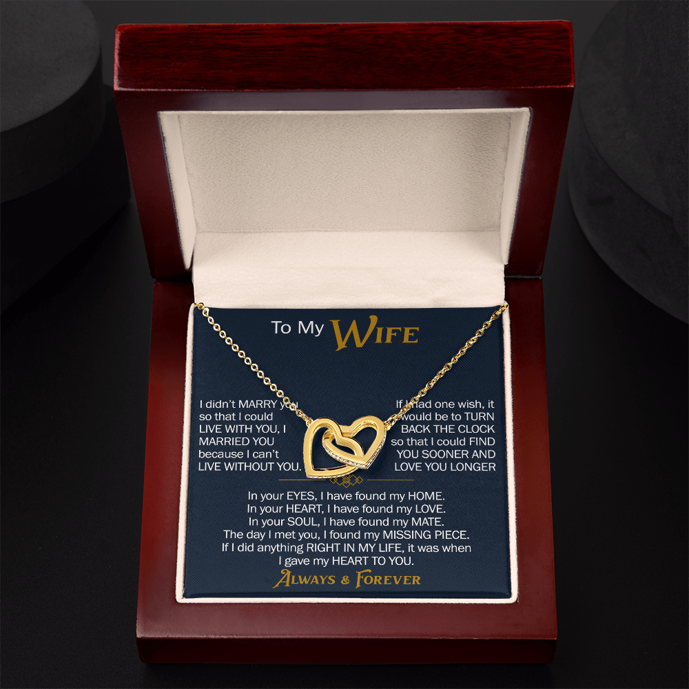 To My Wife Interlocking Hearts Necklace Gift From Husband, Meaningful Jewelry for Soulmate, Partner, Bride