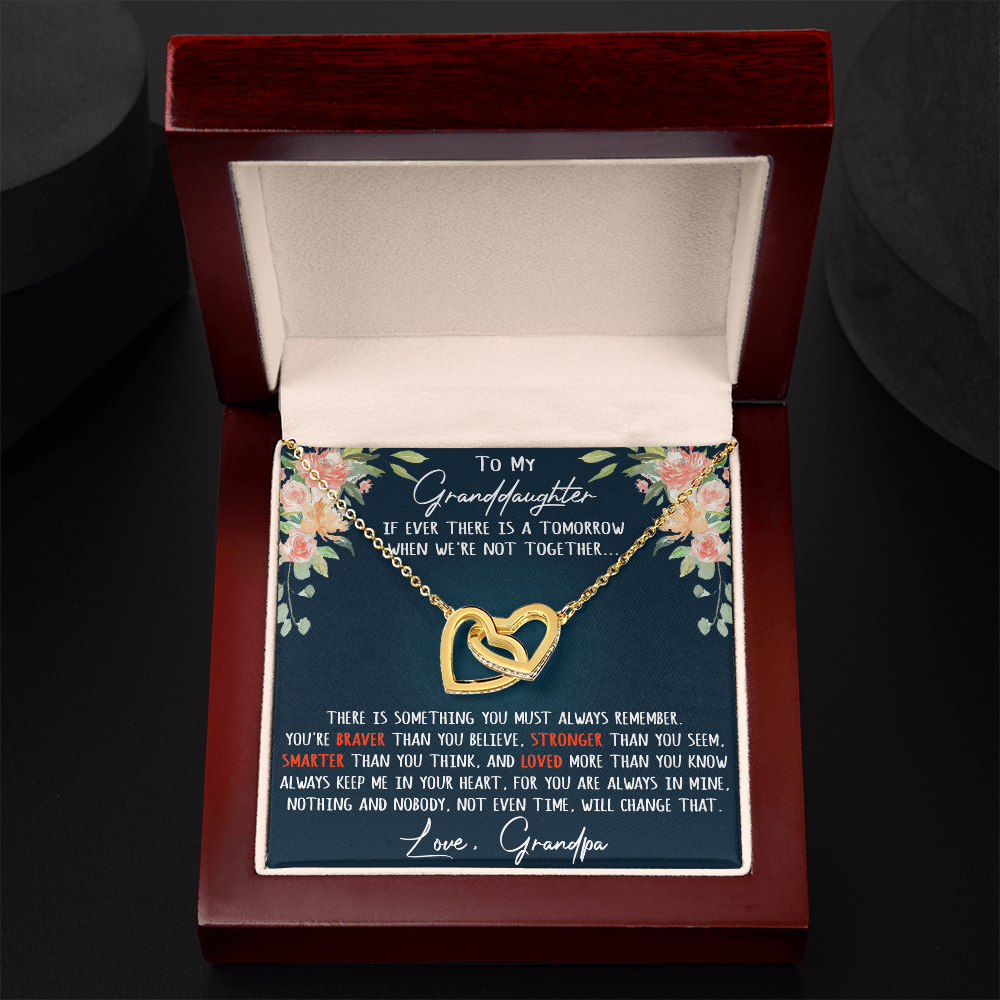 Gift For My Granddaughter Interlock Joined Heart Necklace From Grandpa, Granddad (133550569377)