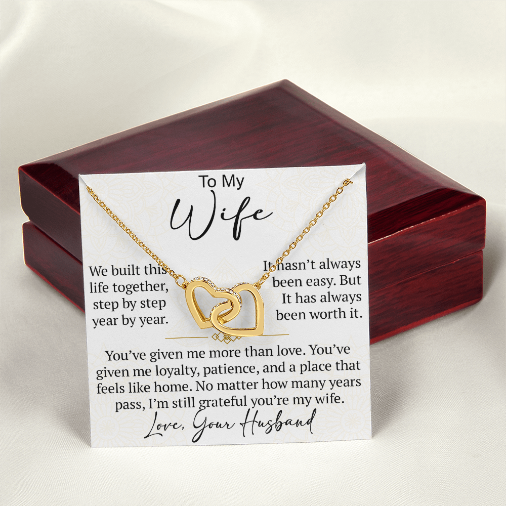 Interlocking Hearts Necklace Gift for Wife from Husband, To My Soulmate Wedding Anniversary Gift, Surprise Your Lover Gift on Special Occasions