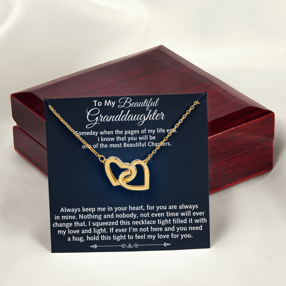 To My Beautiful Granddaughter Birthday Gift Interlock Joined Heart Necklace Gift (134304733391)