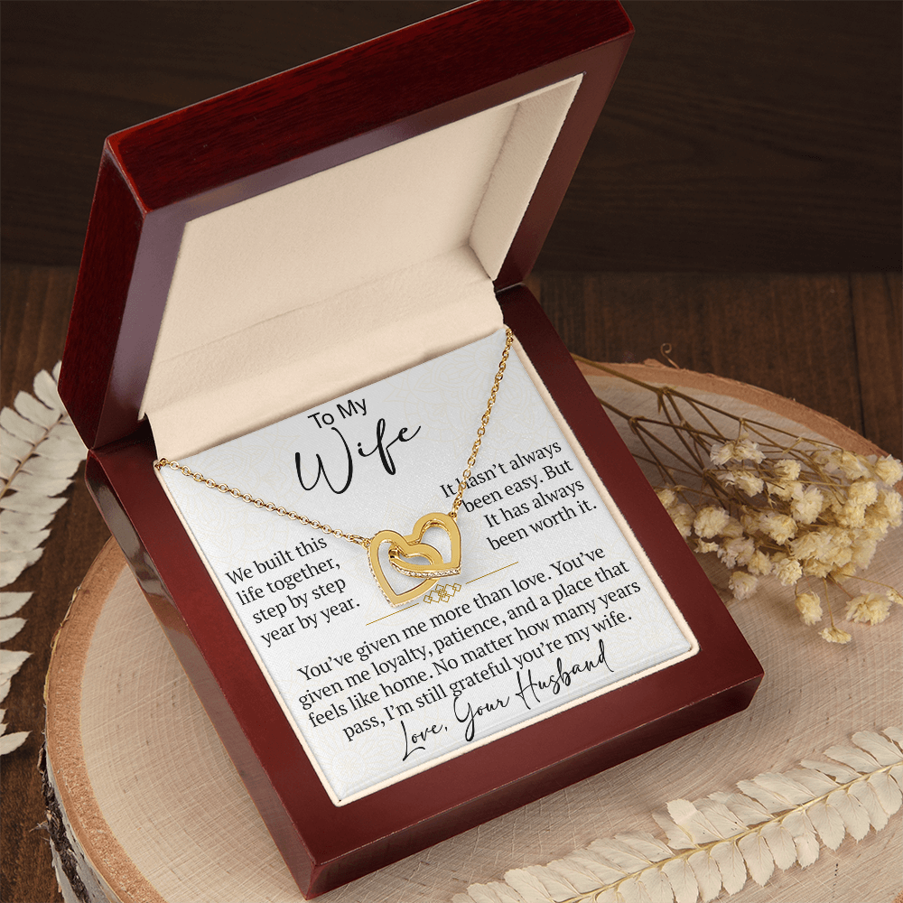 Interlocking Hearts Necklace Gift for Wife from Husband, To My Soulmate Wedding Anniversary Gift, Surprise Your Lover Gift on Special Occasions