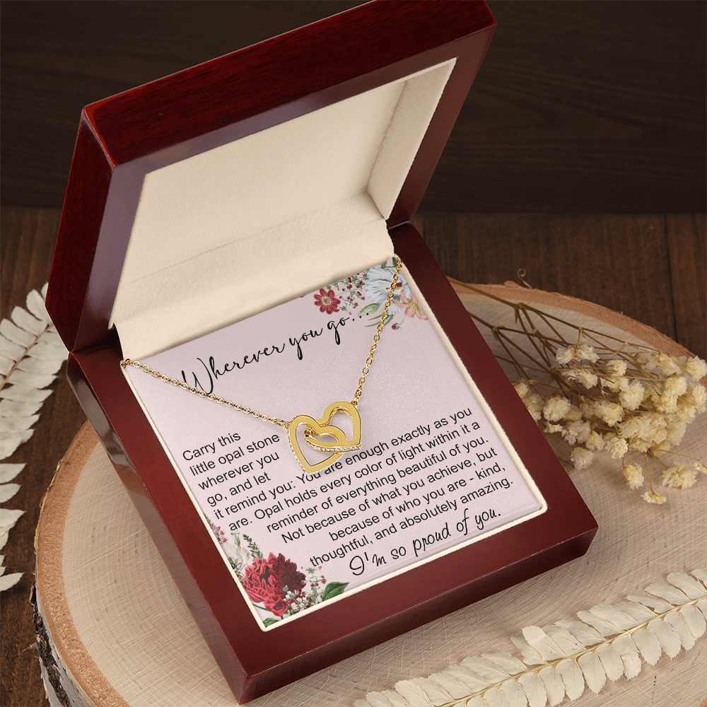 Long Distance Sister Interlocking Hearts Necklace - Unique Gift for Big & Little Sister