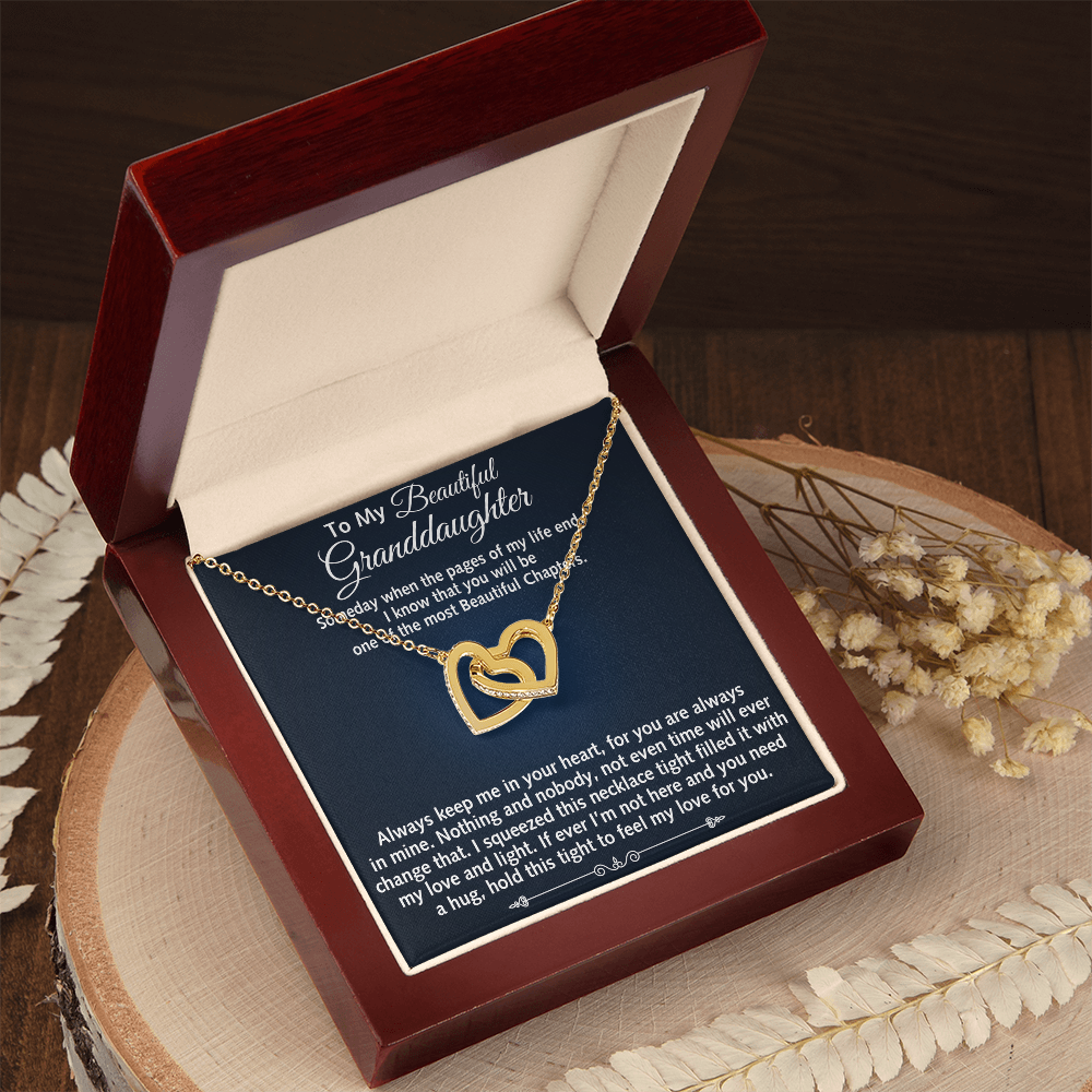 To My Beautiful Granddaughter Birthday Gift Interlock Joined Heart Necklace Gift (134304733391)