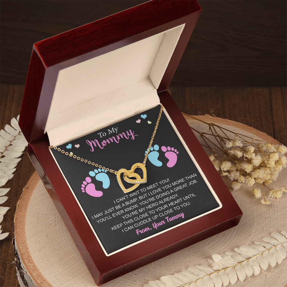 New Mommy Interlock Heart Necklace First Time Mom Baby Shower Mother's Day (133854912039)