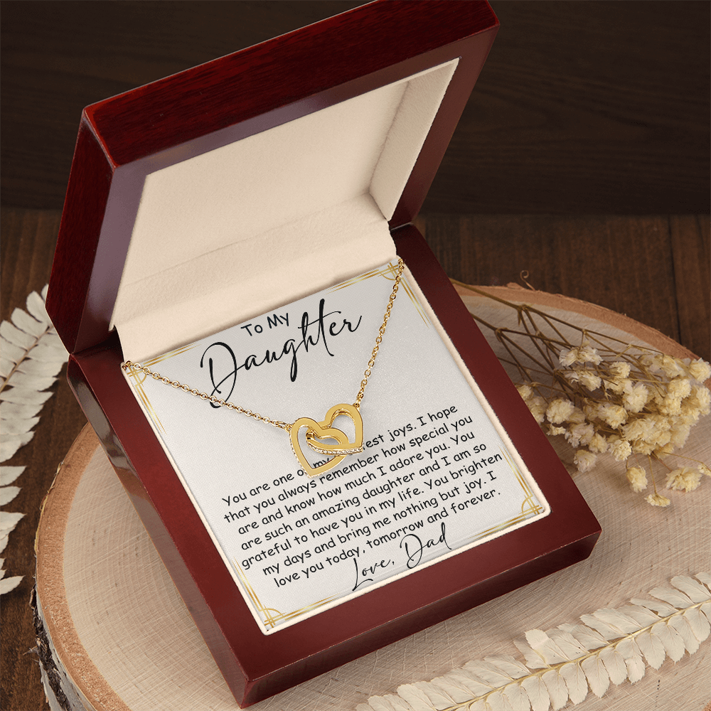 Interlocking Hearts Necklace – Meaningful  Daughter Gift – Dad Papa Father Family Bond Jewelry