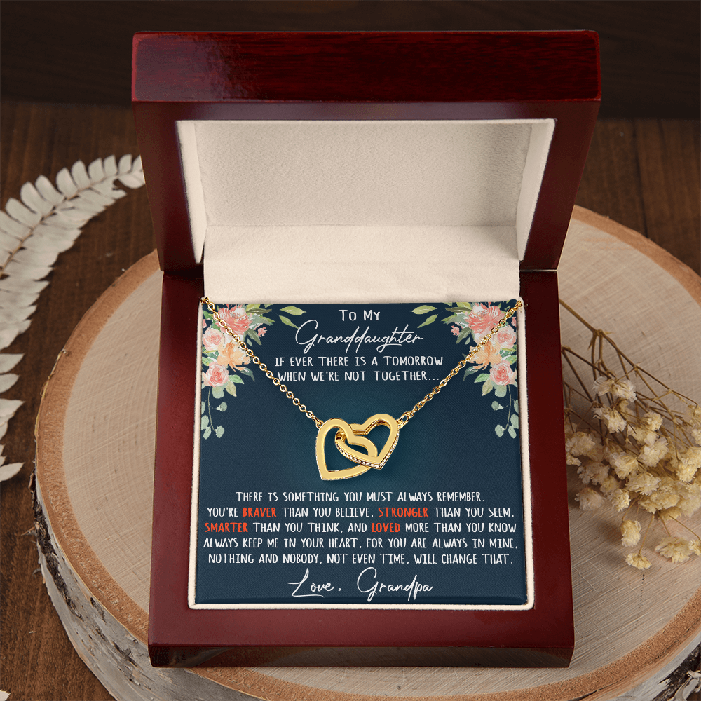 Gift For My Granddaughter Interlock Joined Heart Necklace From Grandpa, Granddad (133550569377)