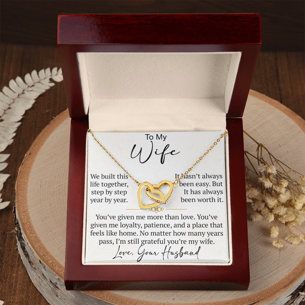 Interlocking Hearts Necklace Gift for Wife from Husband, To My Soulmate Wedding Anniversary Gift, Surprise Your Lover Gift on Special Occasions