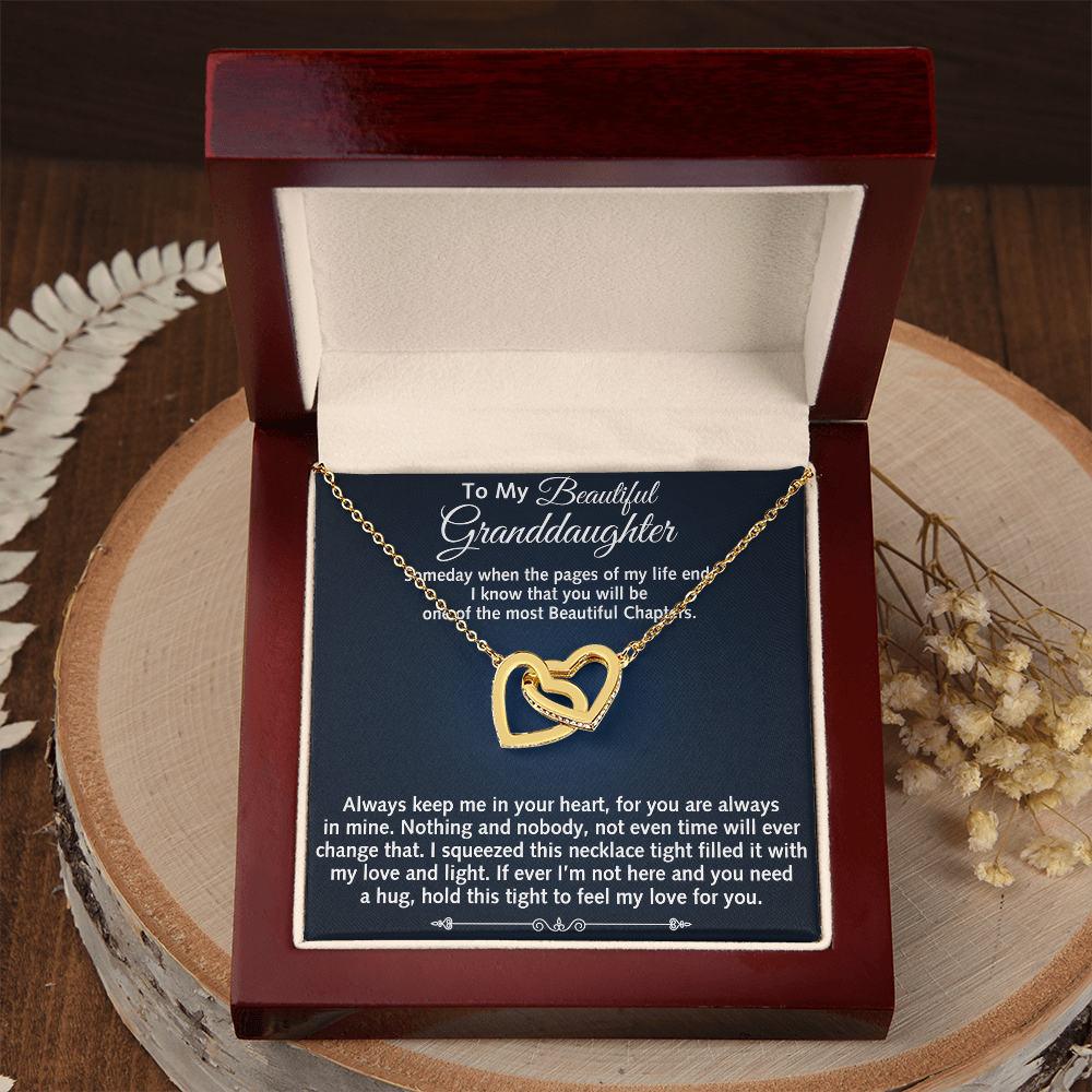 To My Beautiful Granddaughter Birthday Gift Interlock Joined Heart Necklace Gift (134304733391)