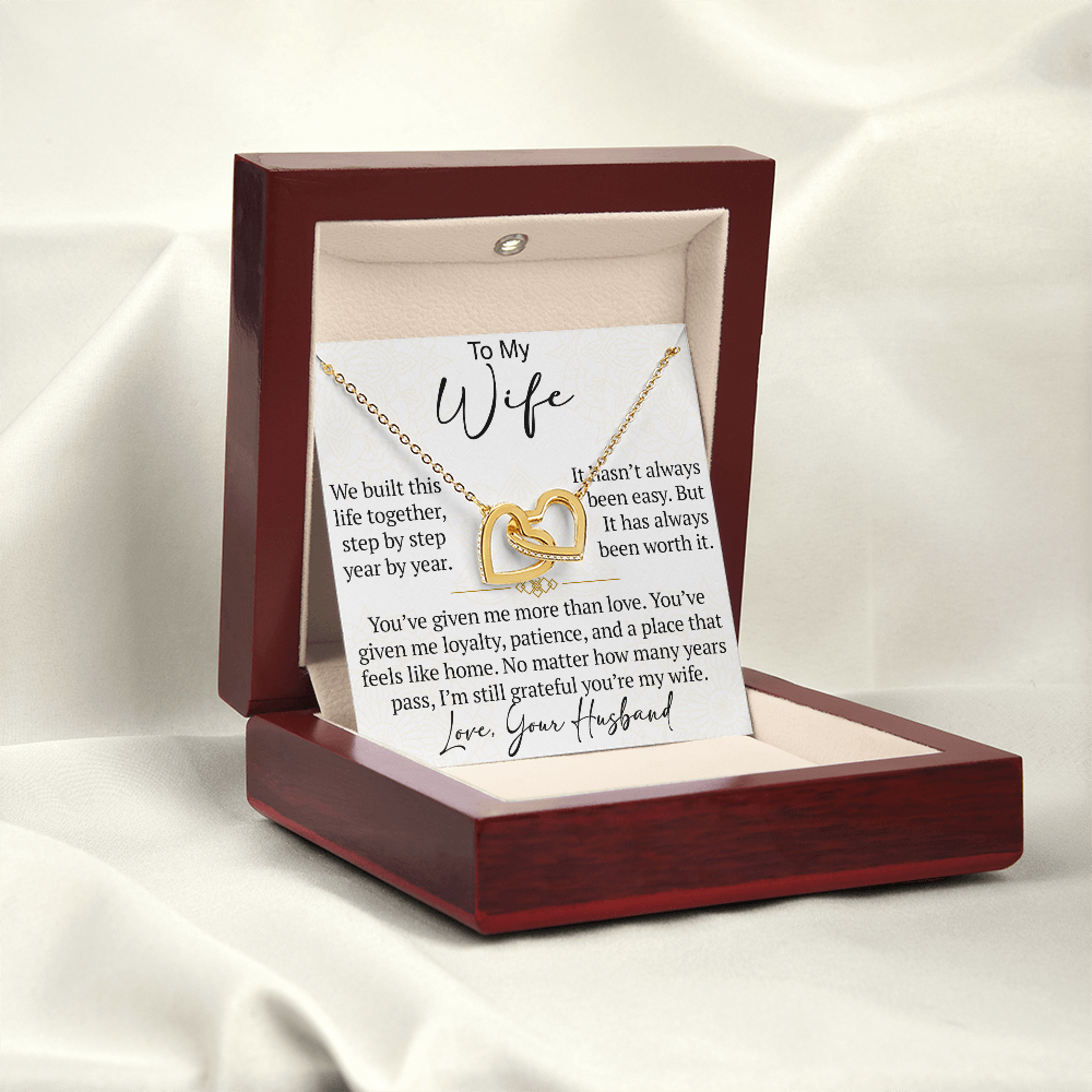 Interlocking Hearts Necklace Gift for Wife from Husband, To My Soulmate Wedding Anniversary Gift, Surprise Your Lover Gift on Special Occasions