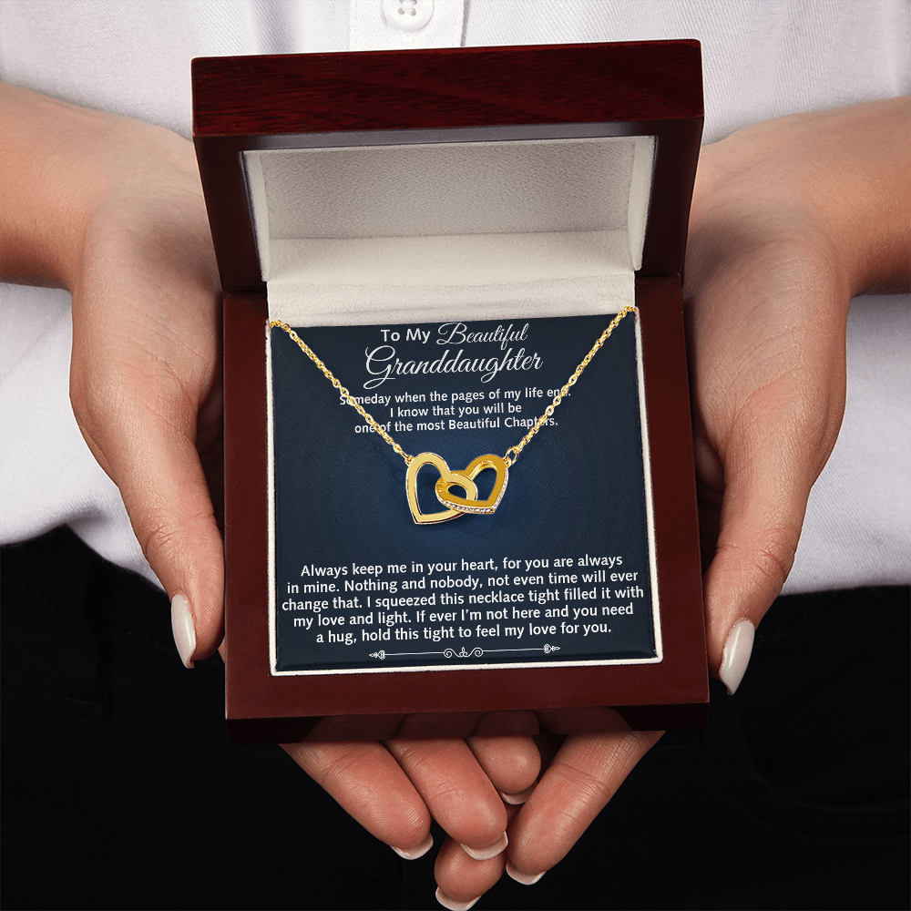 To My Beautiful Granddaughter Birthday Gift Interlock Joined Heart Necklace Gift (134304733391)