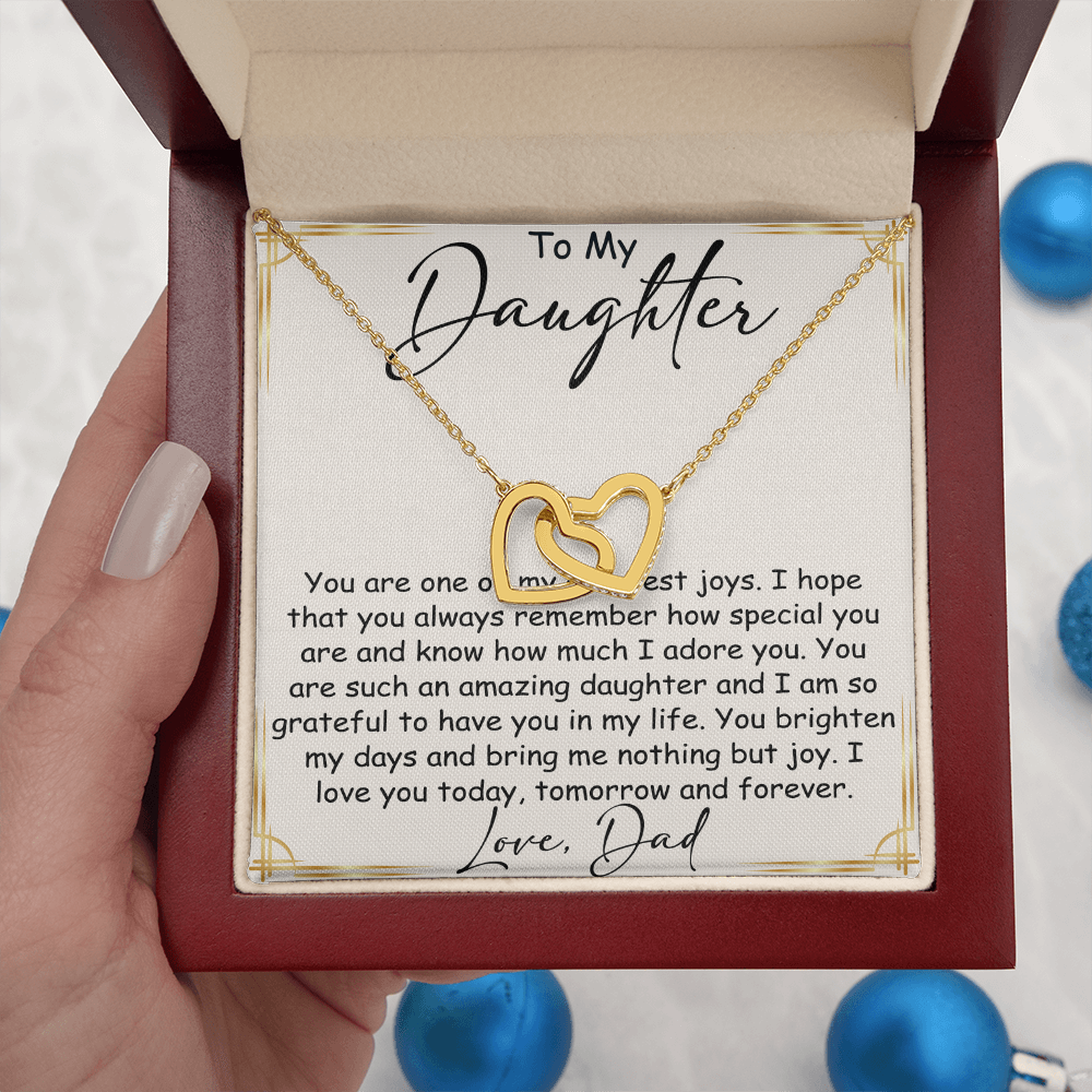 Interlocking Hearts Necklace – Meaningful  Daughter Gift – Dad Papa Father Family Bond Jewelry