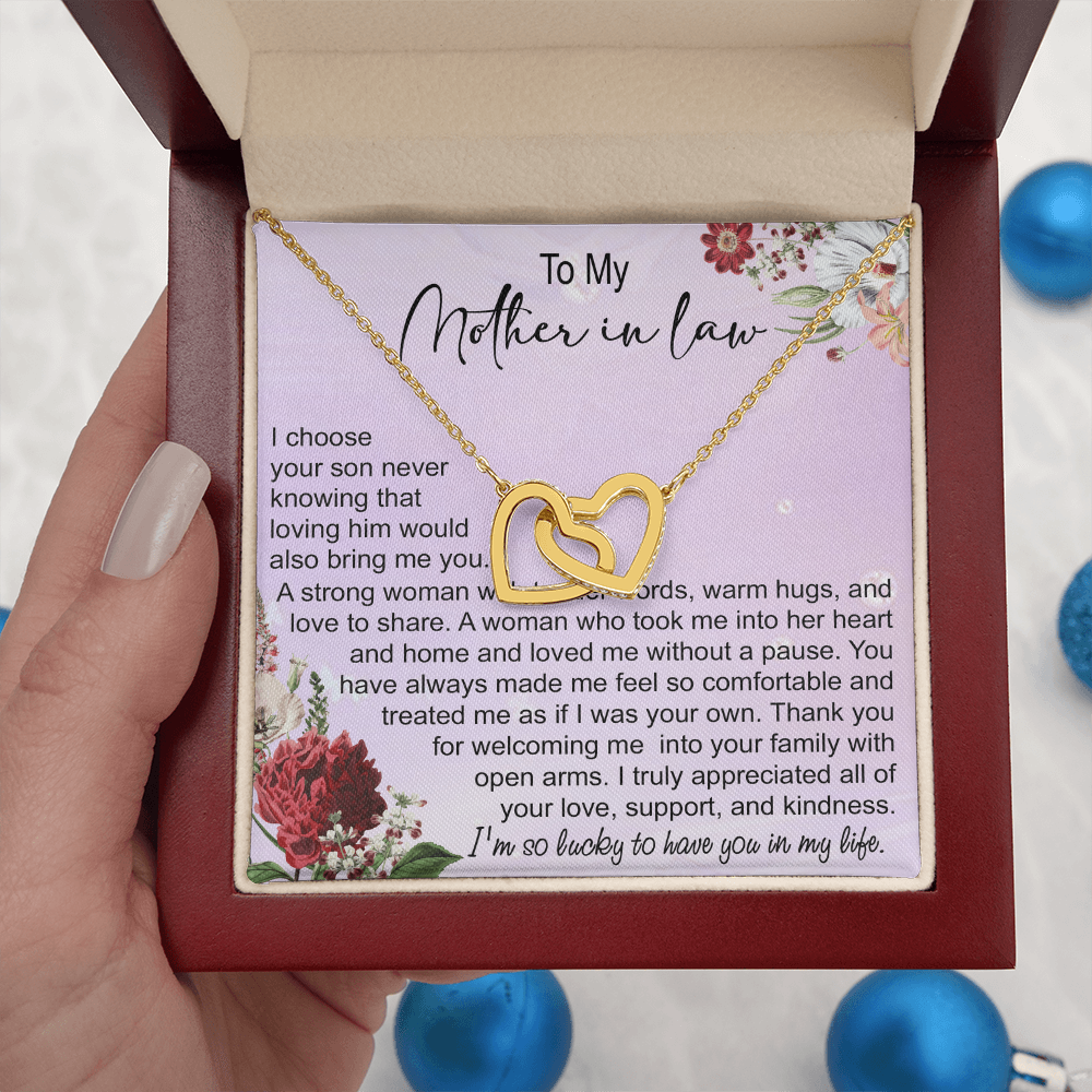 To My Mother In Law Interlocking Hearts Necklace, Mother In Law Gift, Mother Of The Groom Gift From Bride, Wedding Gifts For Mother In Law
