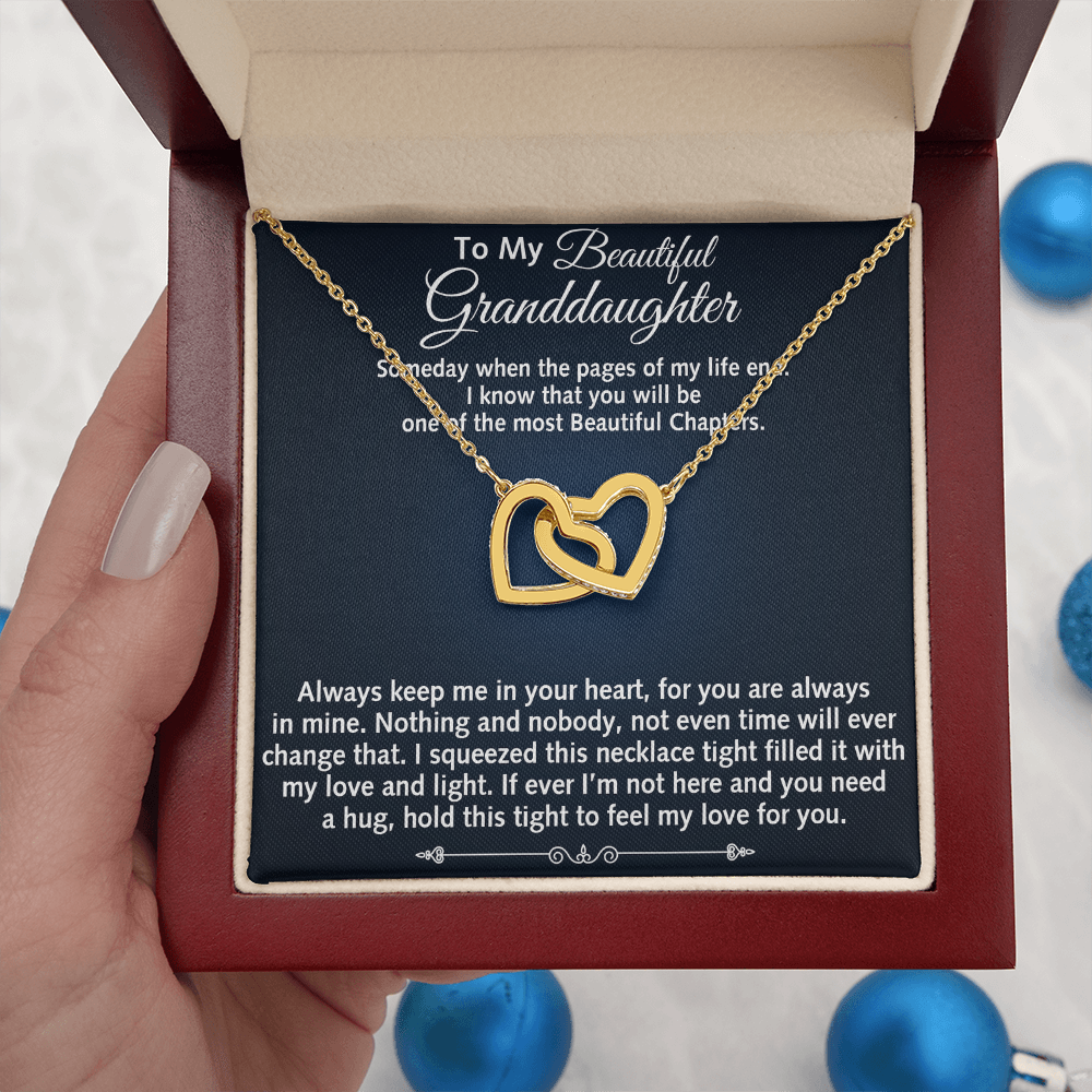 To My Beautiful Granddaughter Birthday Gift Interlock Joined Heart Necklace Gift (134304733391)