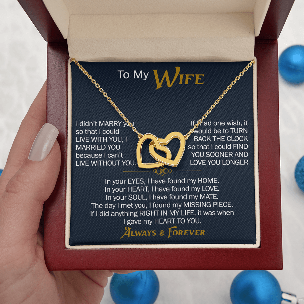 To My Wife Interlocking Hearts Necklace Gift From Husband, Meaningful Jewelry for Soulmate, Partner, Bride