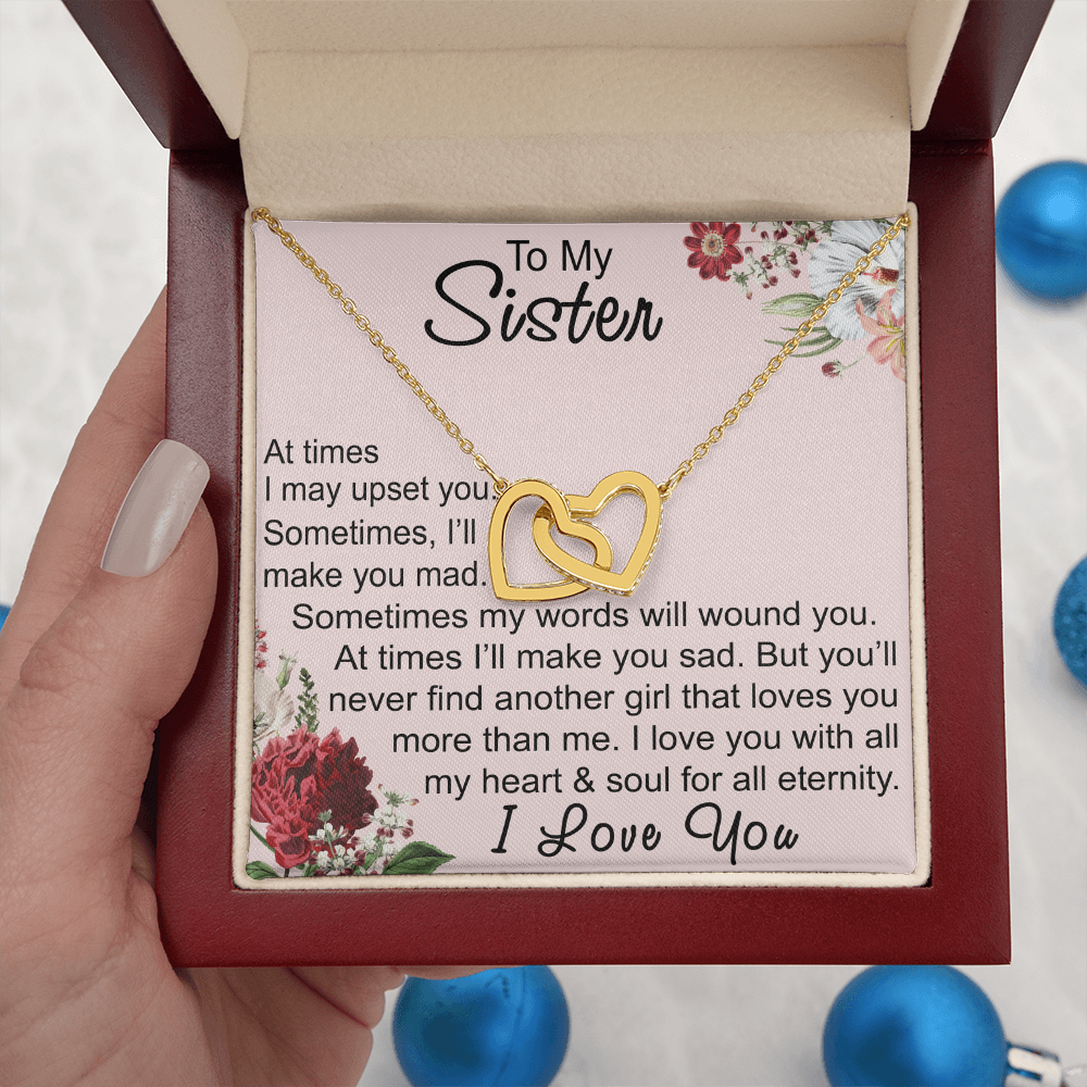 To My Sister Interlocking Hearts Necklace - Unique Gift for Birthday, Christmas, Mother's Day, Wedding