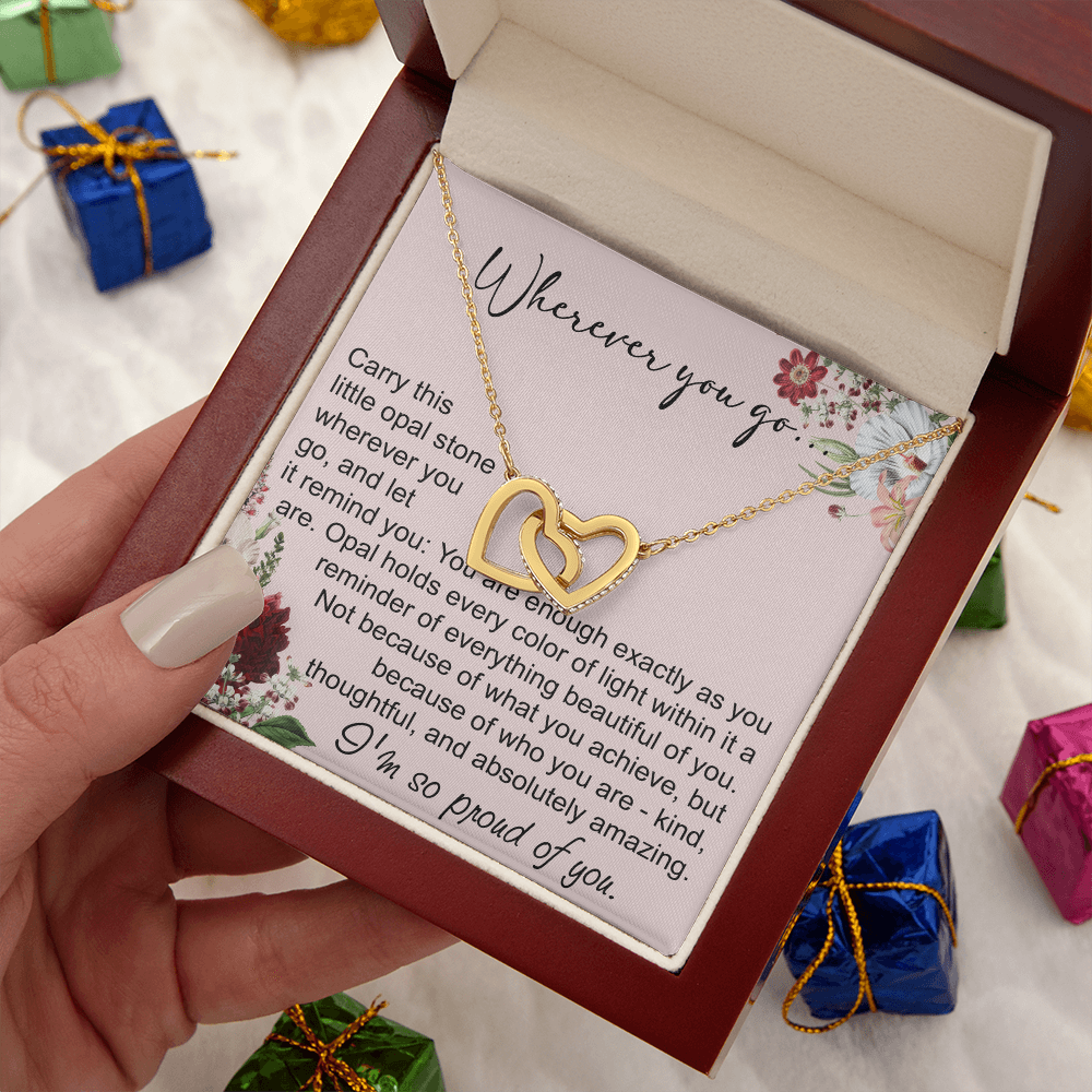 Long Distance Sister Interlocking Hearts Necklace - Unique Gift for Big & Little Sister