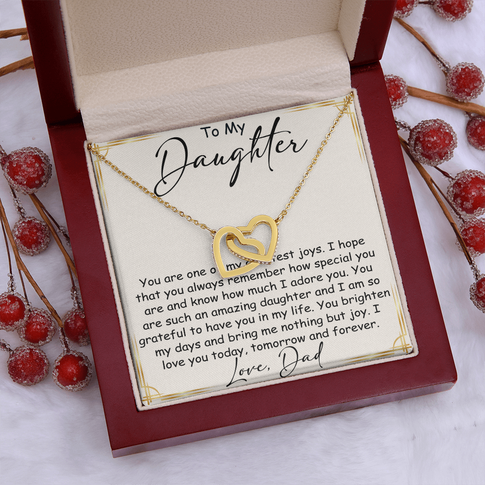 Interlocking Hearts Necklace – Meaningful  Daughter Gift – Dad Papa Father Family Bond Jewelry