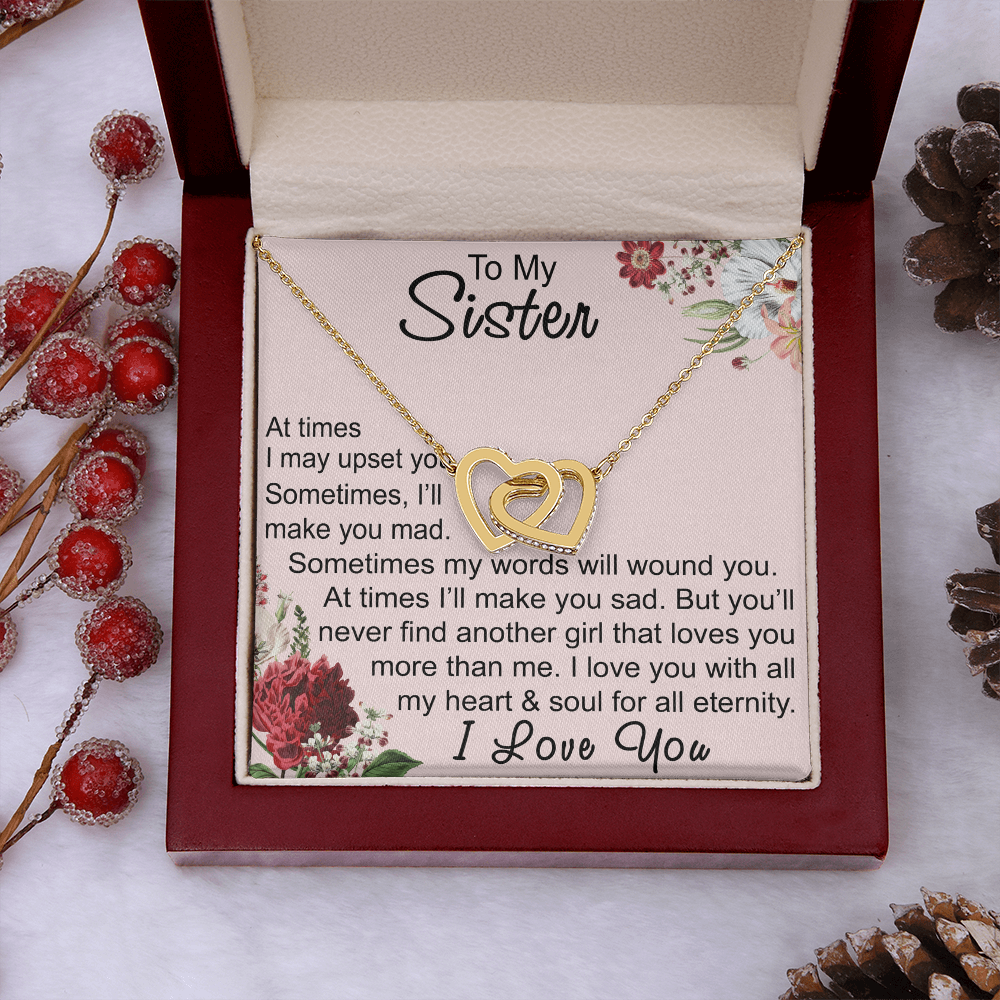 To My Sister Interlocking Hearts Necklace - Unique Gift for Birthday, Christmas, Mother's Day, Wedding