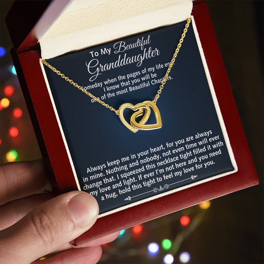 To My Beautiful Granddaughter Birthday Gift Interlock Joined Heart Necklace Gift (134304733391)