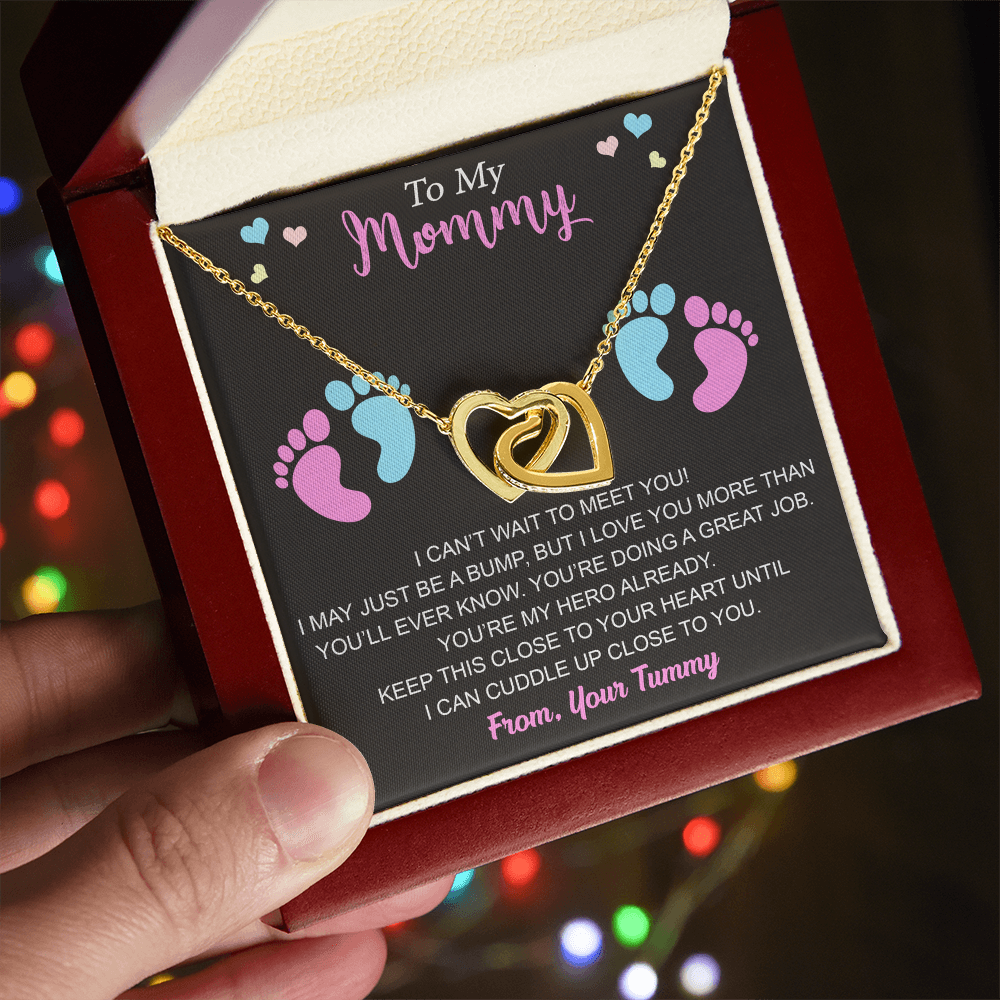 New Mommy Interlock Heart Necklace First Time Mom Baby Shower Mother's Day (133854912039)