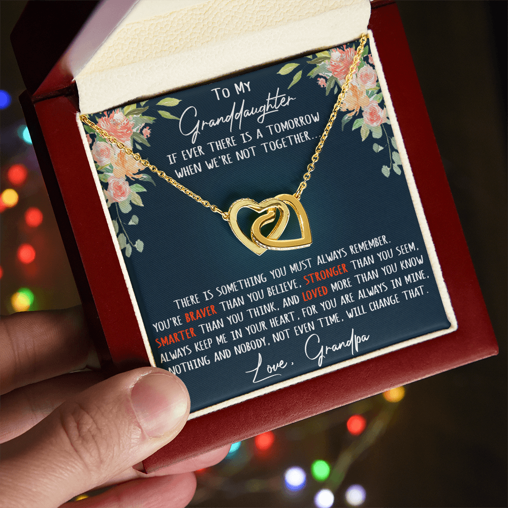 Gift For My Granddaughter Interlock Joined Heart Necklace From Grandpa, Granddad (133550569377)