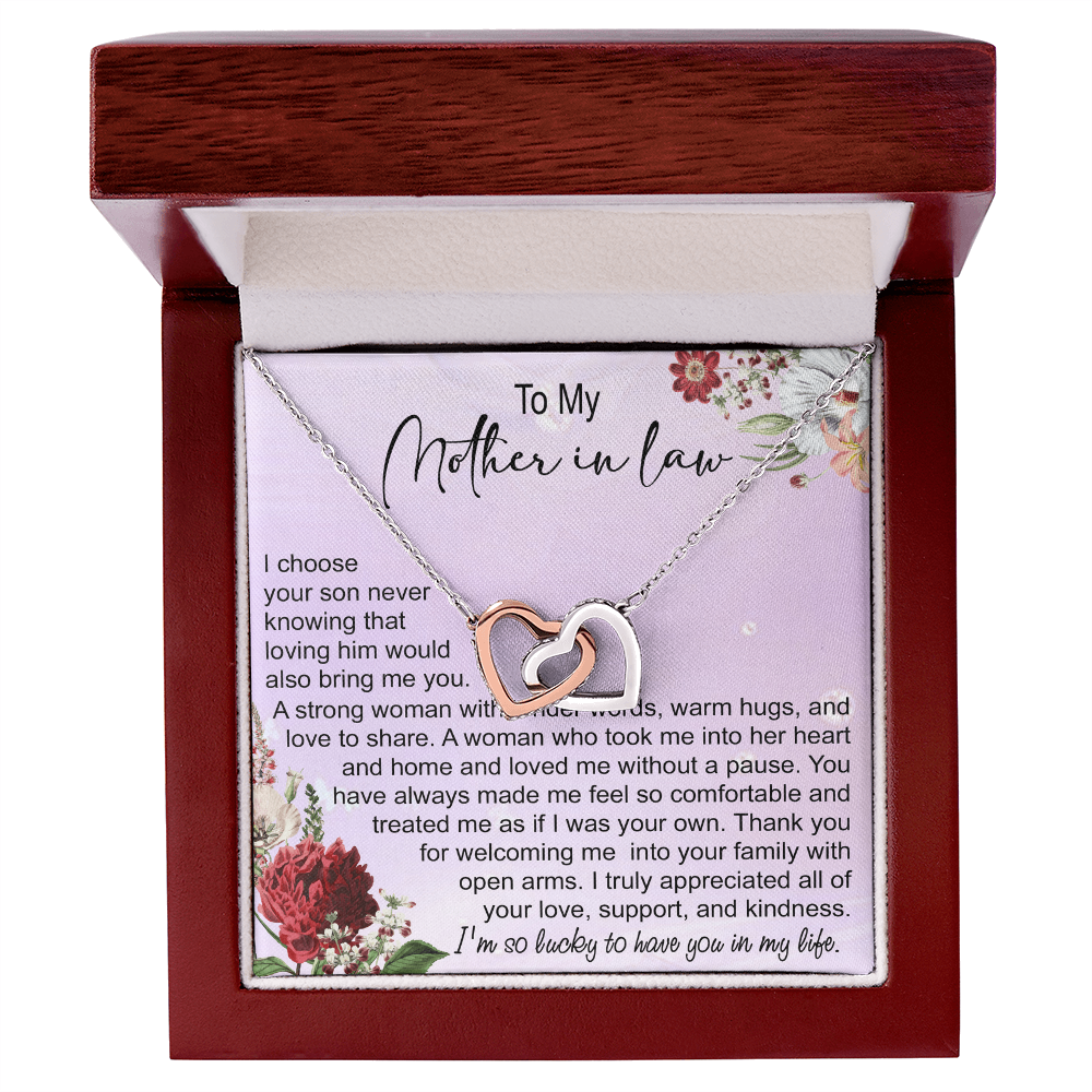 To My Mother In Law Interlocking Hearts Necklace, Mother In Law Gift, Mother Of The Groom Gift From Bride, Wedding Gifts For Mother In Law