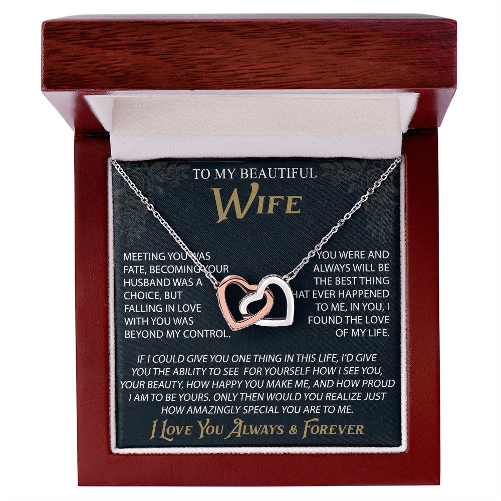 To My Wife Interlocking Hearts Necklace, Christmas Gifts For Women, Anniversary Gift For Wife
