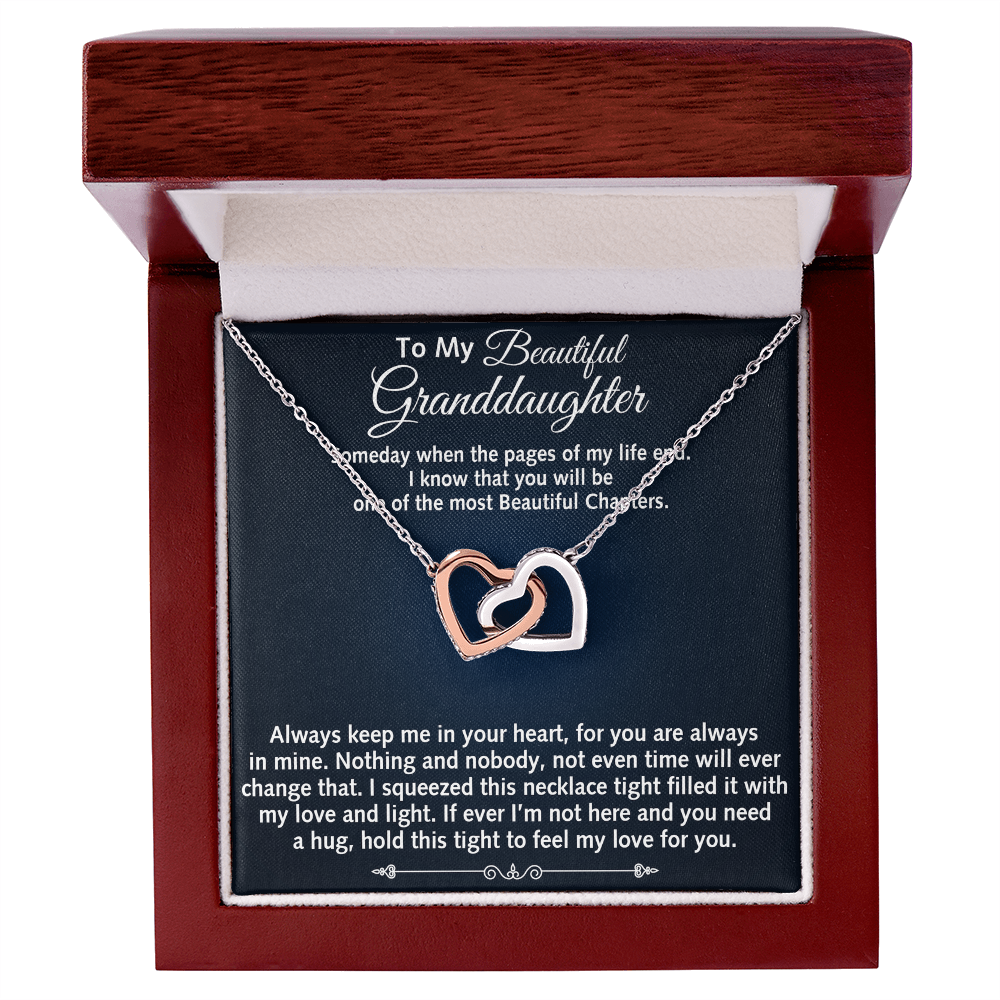 To My Beautiful Granddaughter Birthday Gift Interlock Joined Heart Necklace Gift (134304733391)