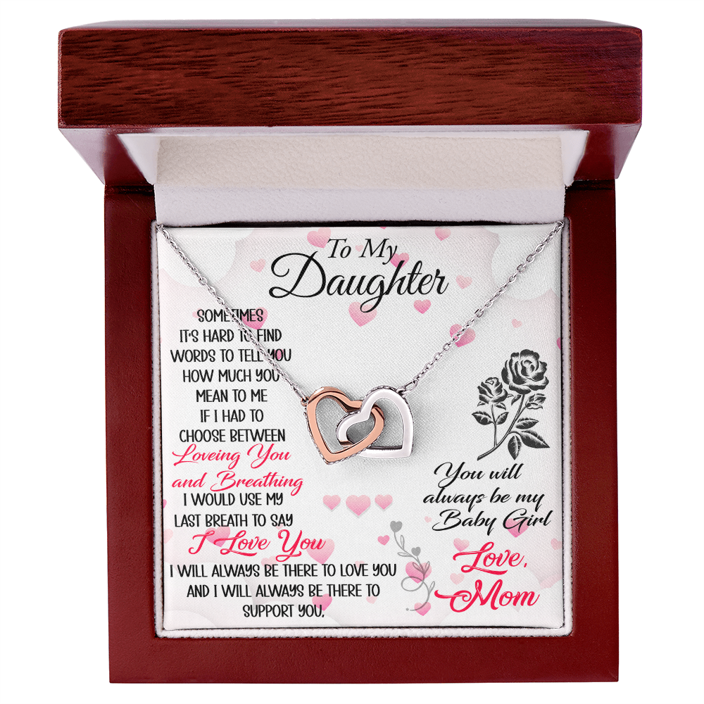 To My Daughter Interlock Heart Necklace - Luxury Family Matching Gift from Dad, Father for Birthday, Christmas, or any Special Occasion
