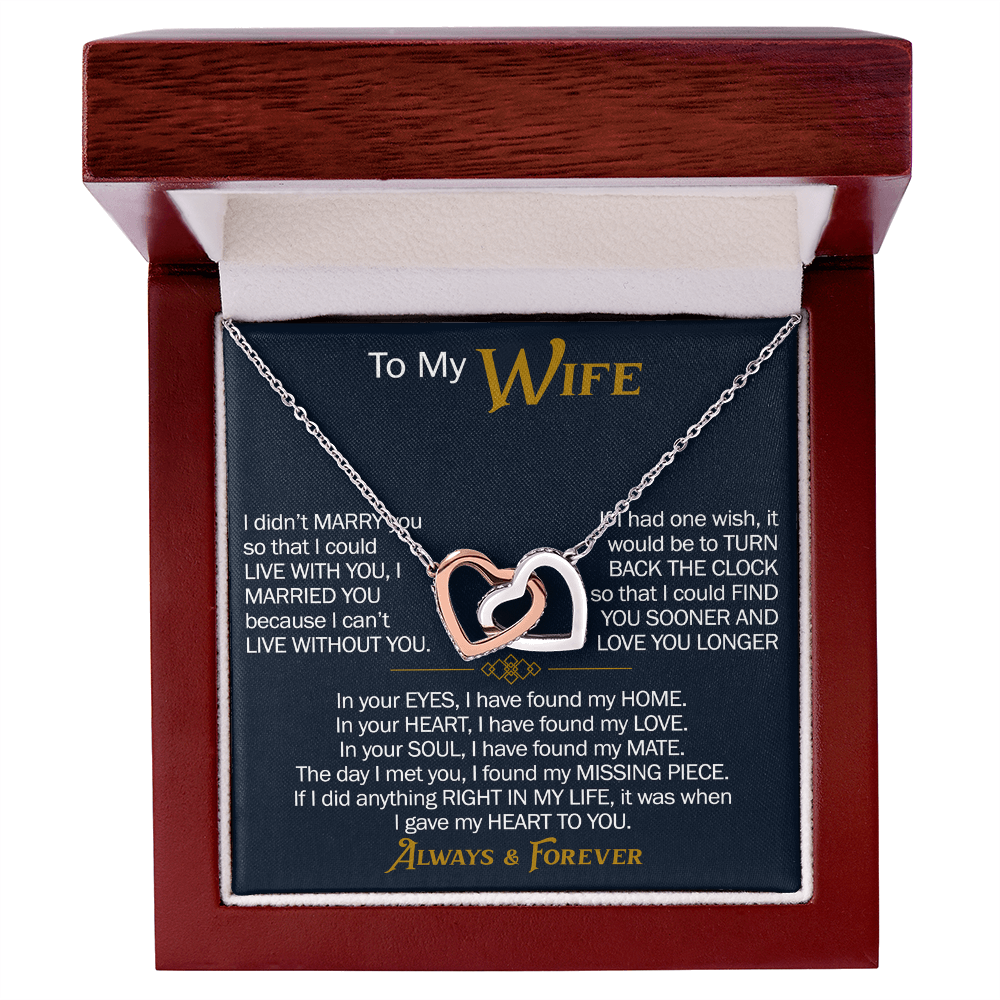 To My Wife Interlocking Hearts Necklace Gift From Husband, Meaningful Jewelry for Soulmate, Partner, Bride