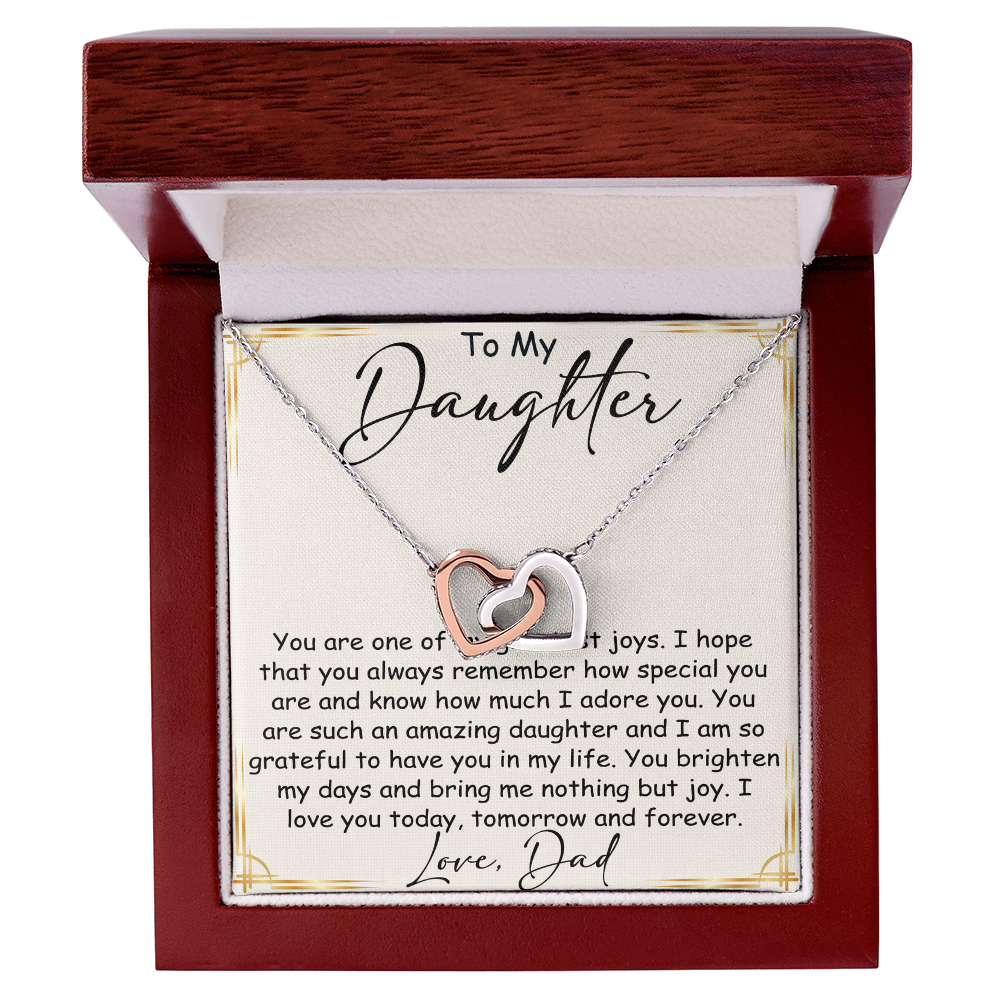 Interlocking Hearts Necklace – Meaningful  Daughter Gift – Dad Papa Father Family Bond Jewelry