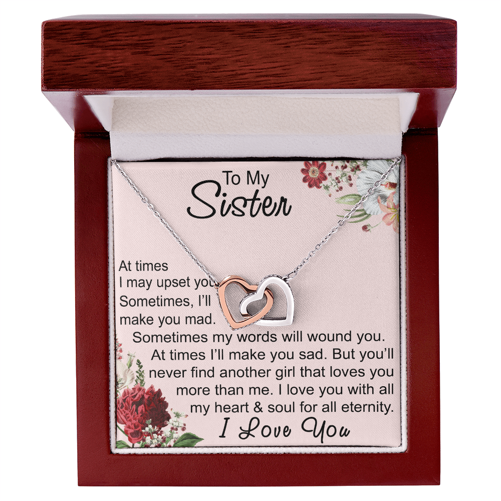 To My Sister Interlocking Hearts Necklace - Unique Gift for Birthday, Christmas, Mother's Day, Wedding