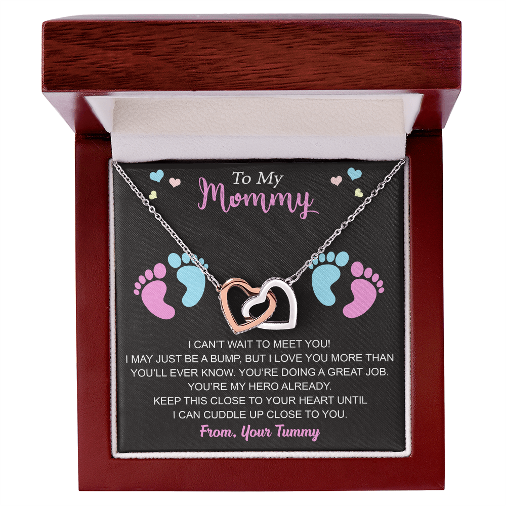 New Mommy Interlock Heart Necklace First Time Mom Baby Shower Mother's Day (133854912039)