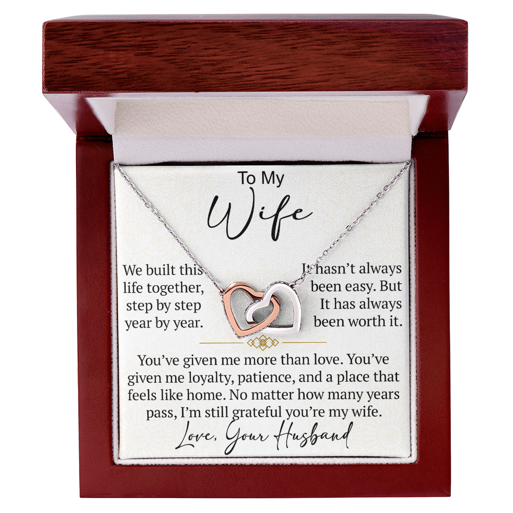 Interlocking Hearts Necklace Gift for Wife from Husband, To My Soulmate Wedding Anniversary Gift, Surprise Your Lover Gift on Special Occasions