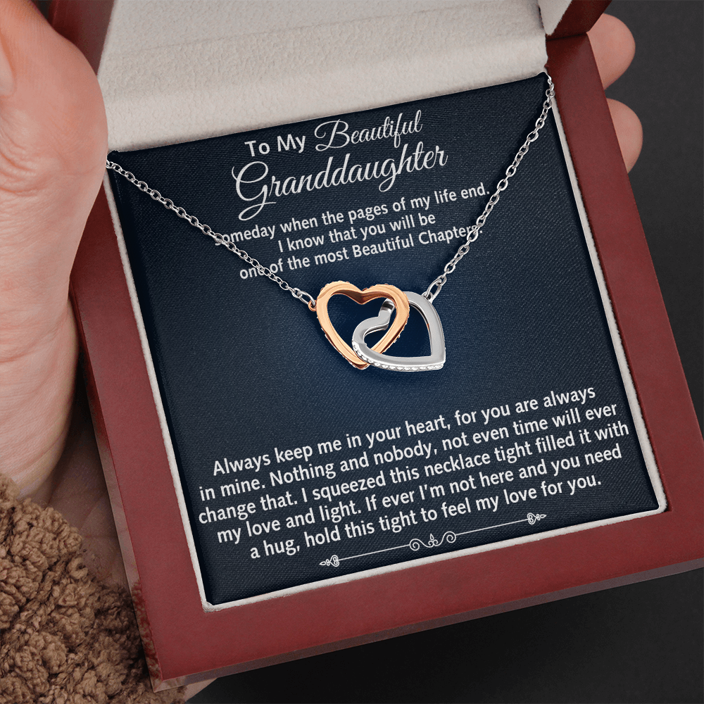 To My Beautiful Granddaughter Birthday Gift Interlock Joined Heart Necklace Gift (134304733391)