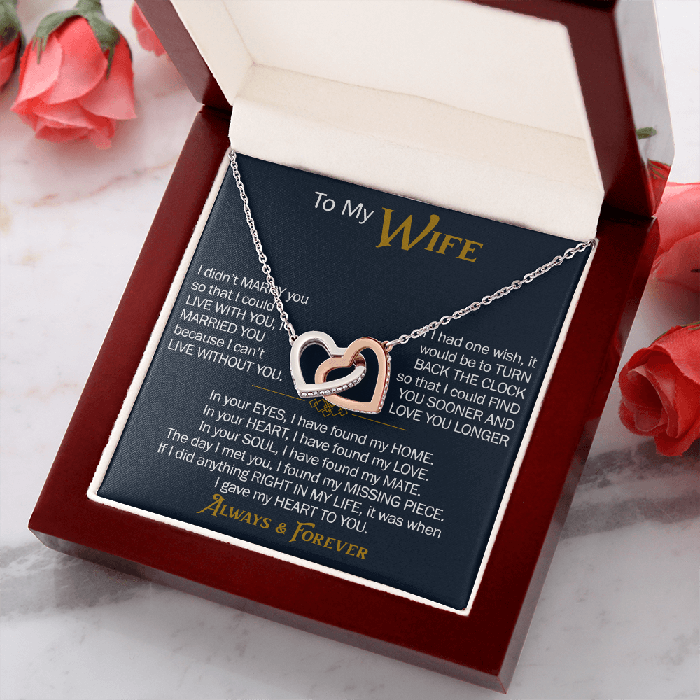 To My Wife Interlocking Hearts Necklace Gift From Husband, Meaningful Jewelry for Soulmate, Partner, Bride