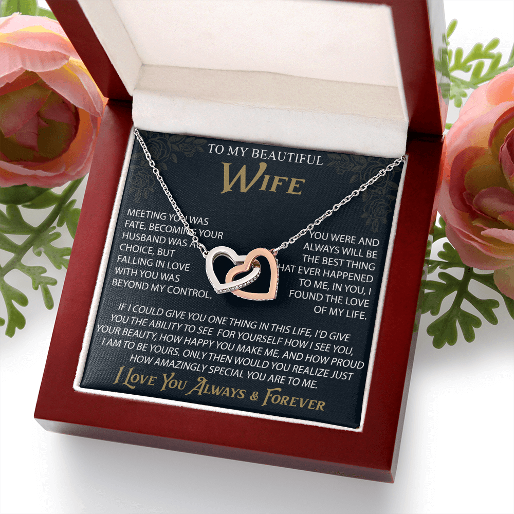 To My Wife Interlocking Hearts Necklace, Christmas Gifts For Women, Anniversary Gift For Wife