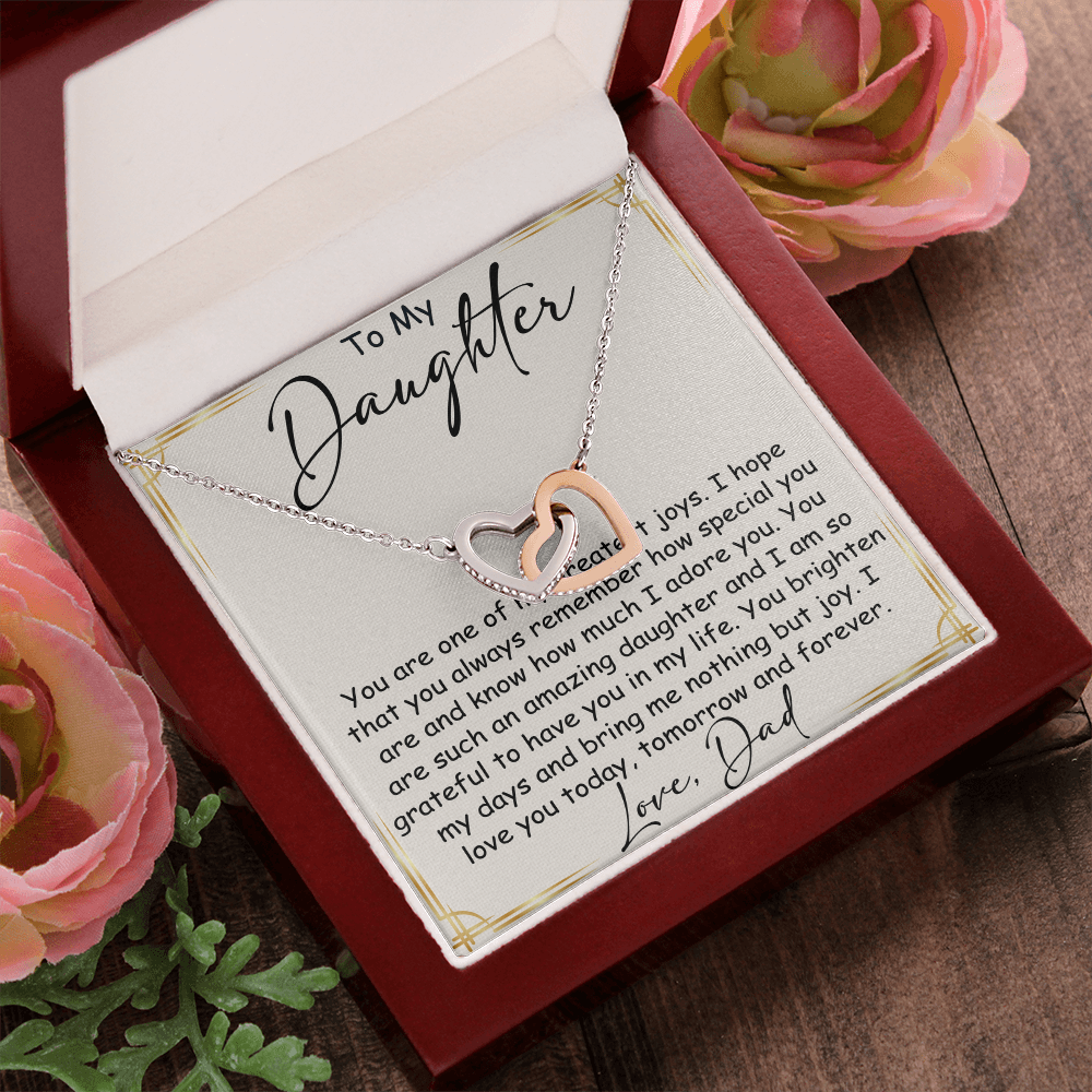 Interlocking Hearts Necklace – Meaningful  Daughter Gift – Dad Papa Father Family Bond Jewelry
