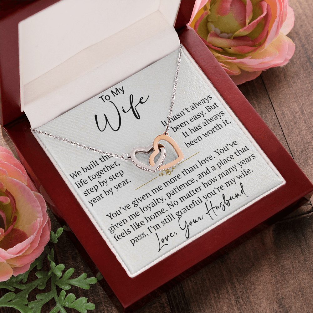 Interlocking Hearts Necklace Gift for Wife from Husband, To My Soulmate Wedding Anniversary Gift, Surprise Your Lover Gift on Special Occasions