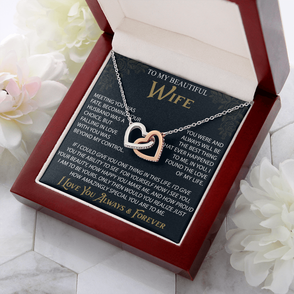 To My Wife Interlocking Hearts Necklace, Christmas Gifts For Women, Anniversary Gift For Wife