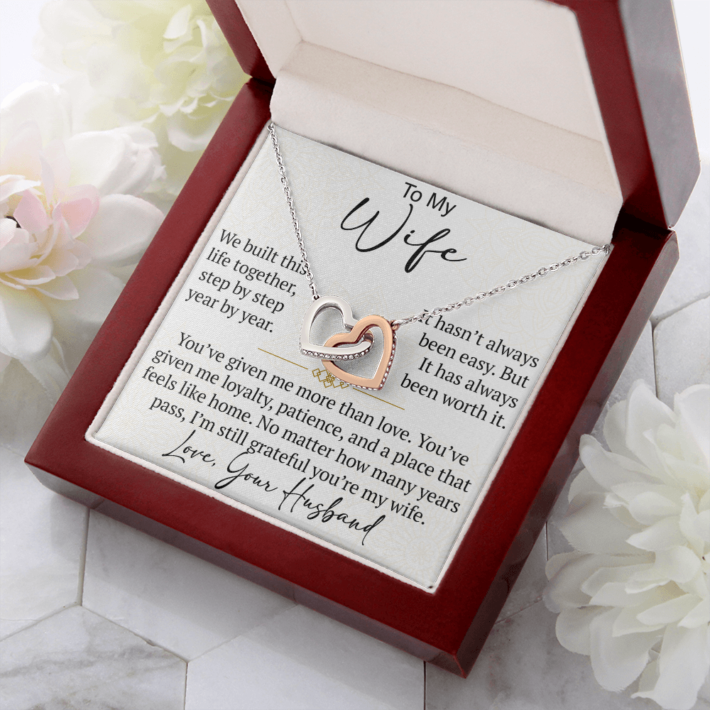 Interlocking Hearts Necklace Gift for Wife from Husband, To My Soulmate Wedding Anniversary Gift, Surprise Your Lover Gift on Special Occasions