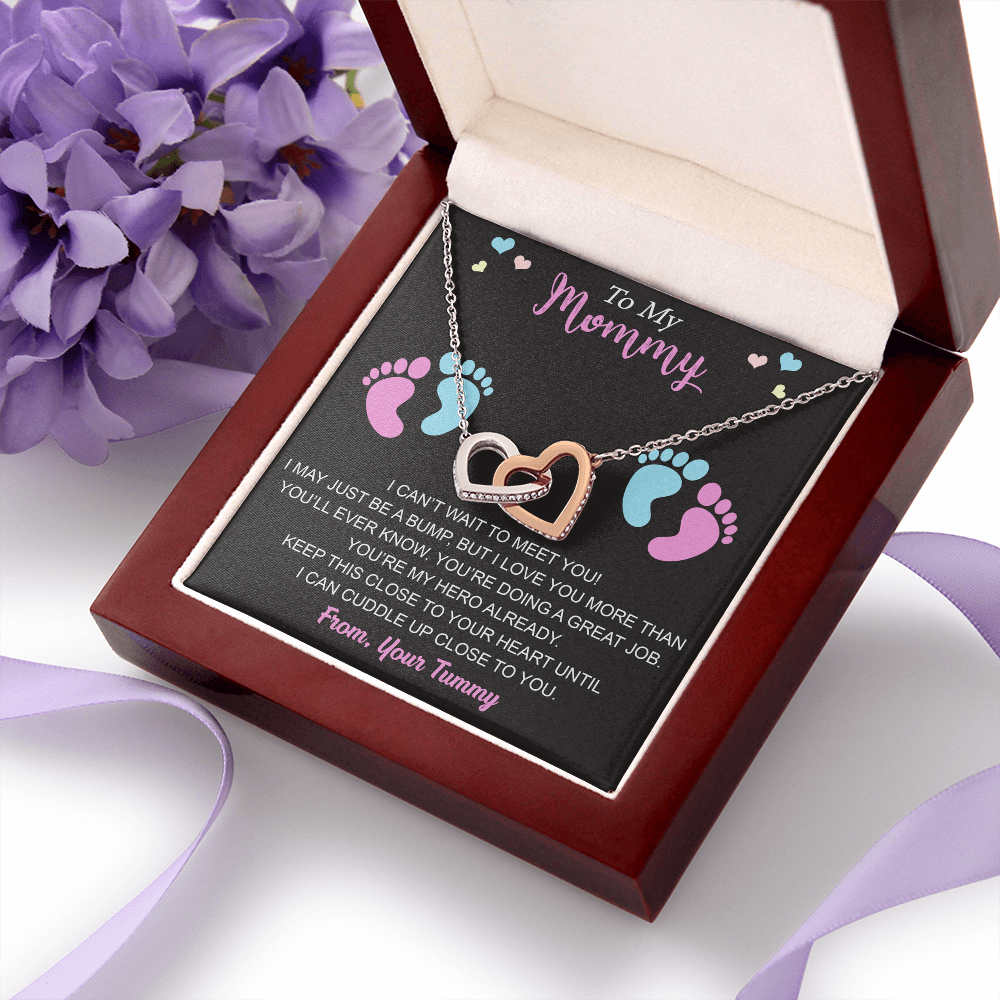New Mommy Interlock Heart Necklace First Time Mom Baby Shower Mother's Day (133854912039)