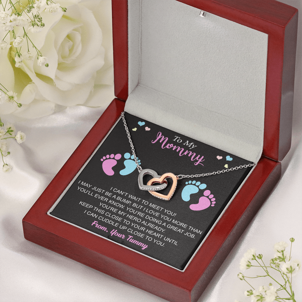 New Mommy Interlock Heart Necklace First Time Mom Baby Shower Mother's Day (133854912039)