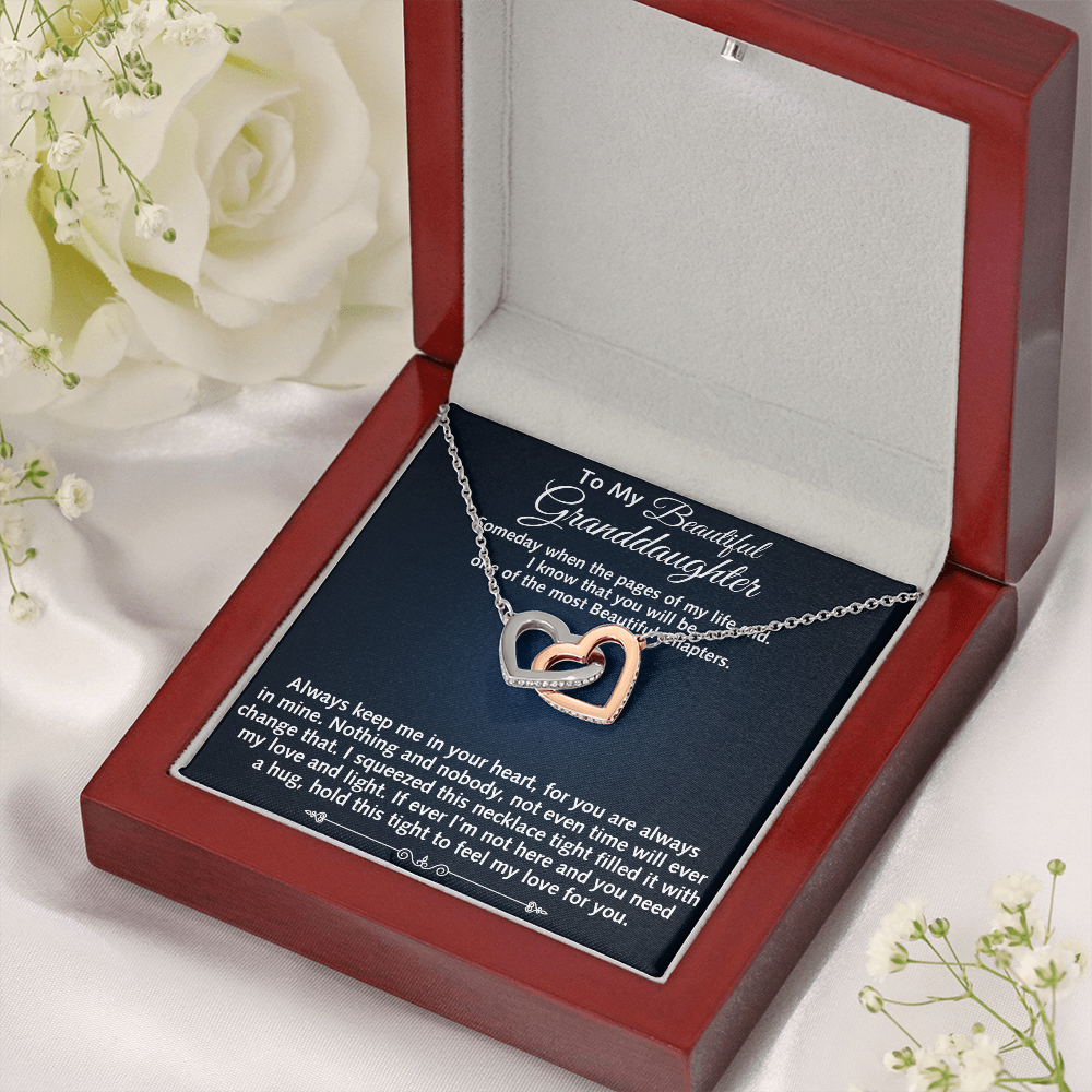 To My Beautiful Granddaughter Birthday Gift Interlock Joined Heart Necklace Gift (134304733391)